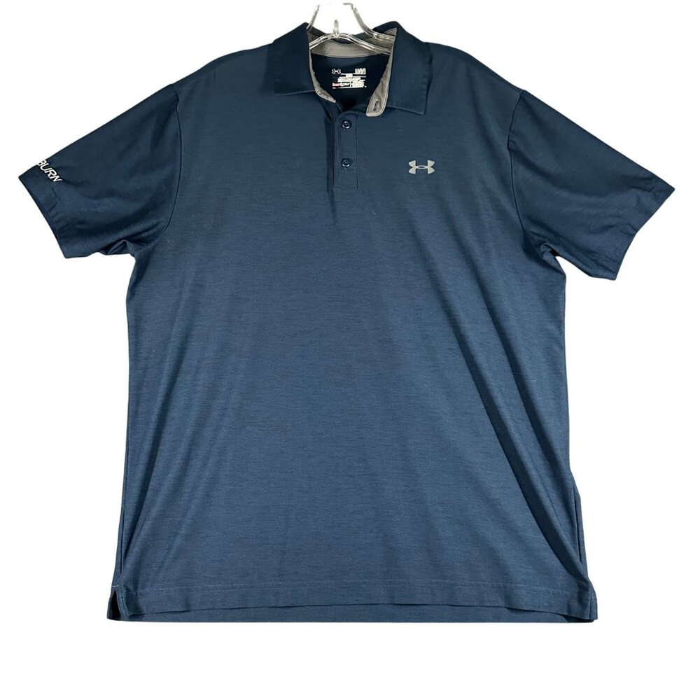 Auburn Under Armour Shirt Mens Large Loose Fit HeatGear‎ Navy Blue Polo Shirt